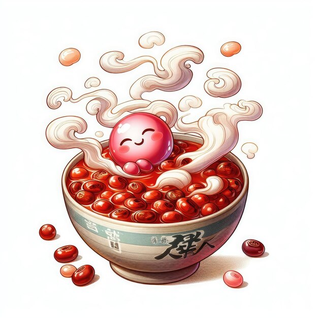 Comida festiva para o Festival de Lanternas Chinês, Solstício de Inverno ou Ano Novo Lunar, uma tigela de deliciosas bolas de arroz glutinoso doce Tangyuan com IA generativa