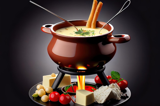 Comida de fondue de queso de cocina europea