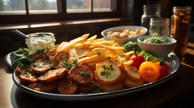 comida fresca y saludable en una bandeja