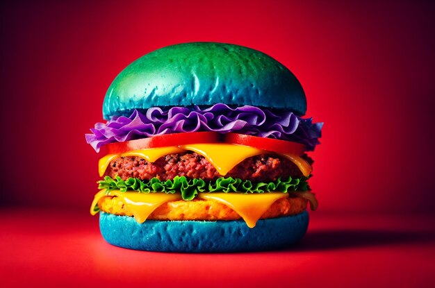 Foto una comida de hamburguesa colorida