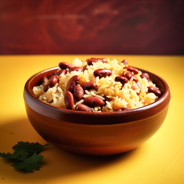 Foto comida india llamada rajma chawal hecha de arroz y frijoles