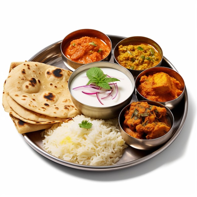Comida indiana com fundo branco de alta qualidade ultra