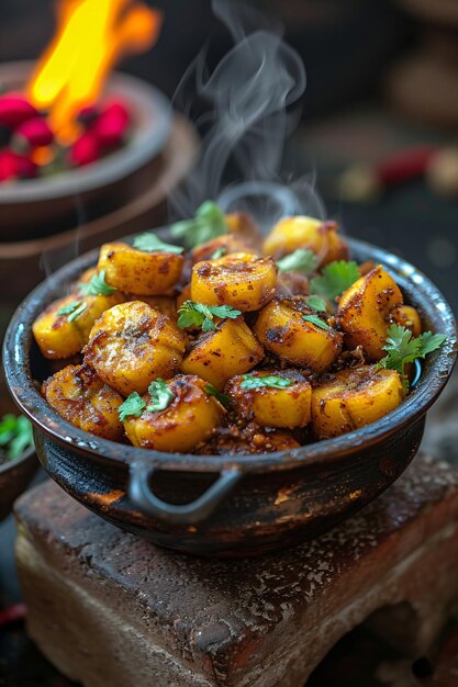 Comida indiana variada em fundo escuro Pratos com diferentes pratos da culinária indiana