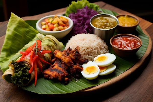Comida indonesia servida en el plato