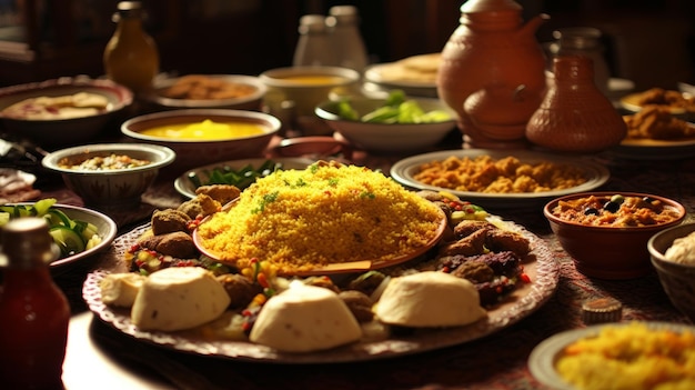 Foto comida islámica ia generativa