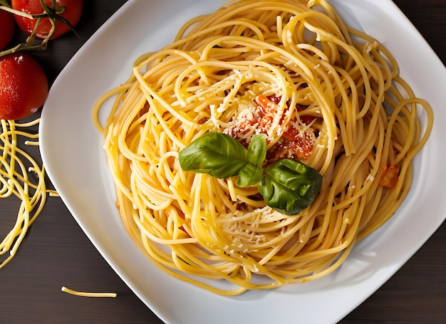 comida italiana espaguete vista de cima