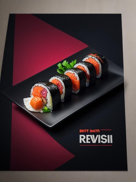 Foto comida japonesa de sushi maki ands rolos com atum, salmão, camarão, caranguejo e abacate