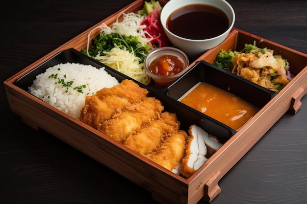 Foto comida japonesa de katsu curry con arroz y verduras