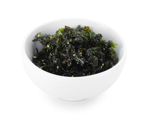 Foto comida japonesa nori algas secas ou algas comestíveis