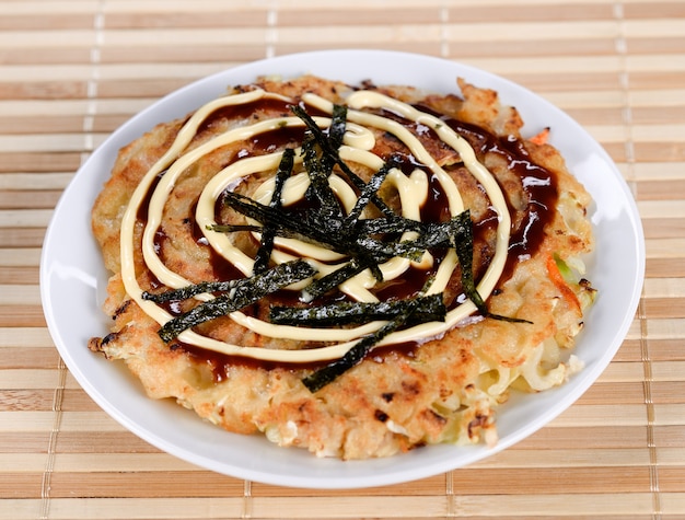 Comida japonesa okonomiyaki, pizza japonesa