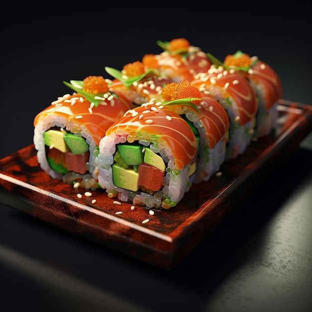 comida japonesa sushi colores frescos modernos pescado comida de mar salmón arroz fresco sabroso