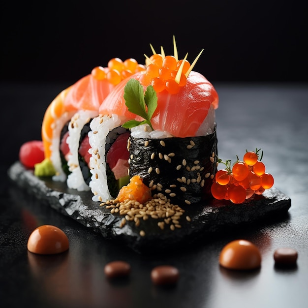 comida japonesa sushi colores frescos modernos pescado comida de mar salmón arroz fresco sabroso