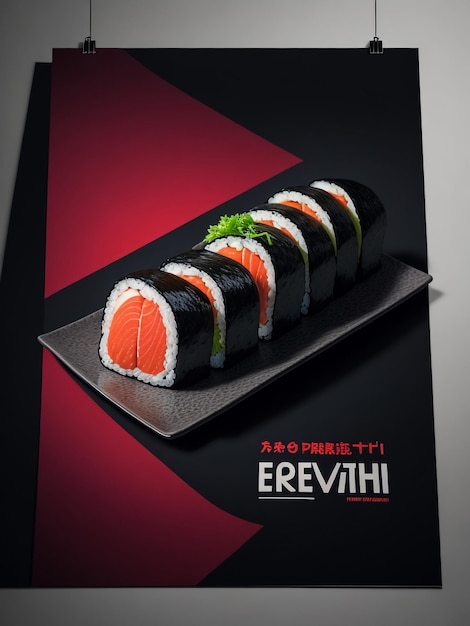 Foto comida japonesa de sushi maki ands rollos con atún, salmón, camarón, cangrejo y aguacate