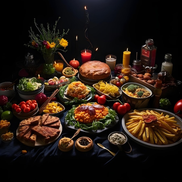 Comida en la mesa almuerzo