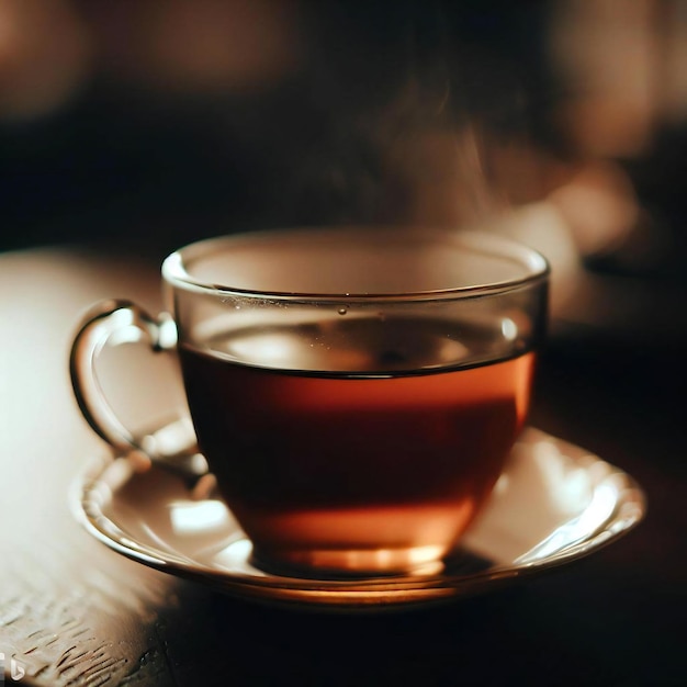 Comida en la mesa con una taza de té