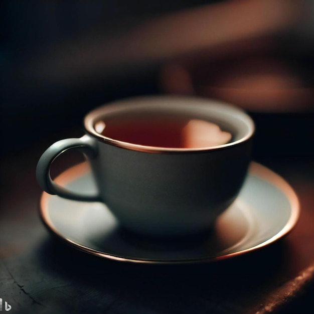 Comida en la mesa con una taza de té