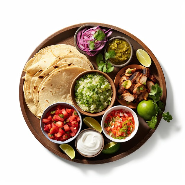 Foto comida mexicana aislada sobre un fondo blanco