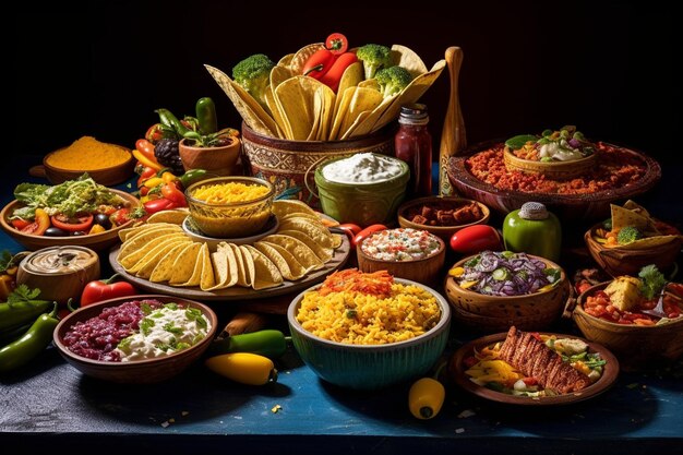 Foto comida mexicana en el lado derecho de la mesa