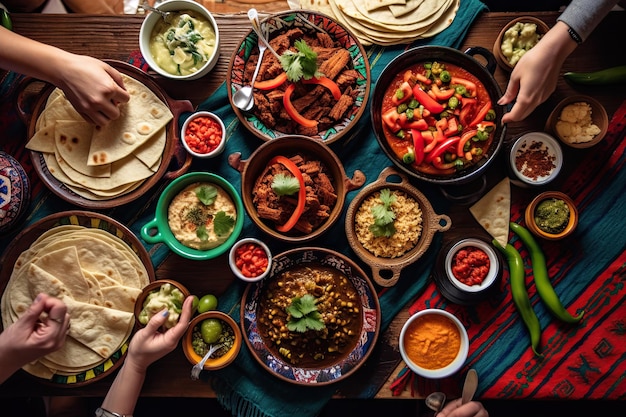 Comida mexicana mezcla fondo colorido México