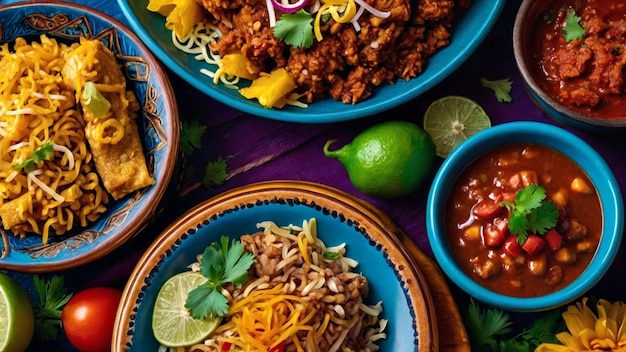 Comida mexicana Tradicional Refeição vista de cima