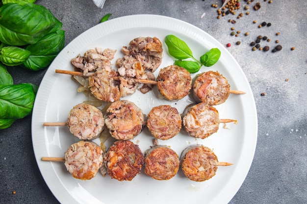 Comida miudezas carne Quibe Troyes carne de porco prato fresco refeição saudável Comida Lanche na mesa Espaço da cópia Comida