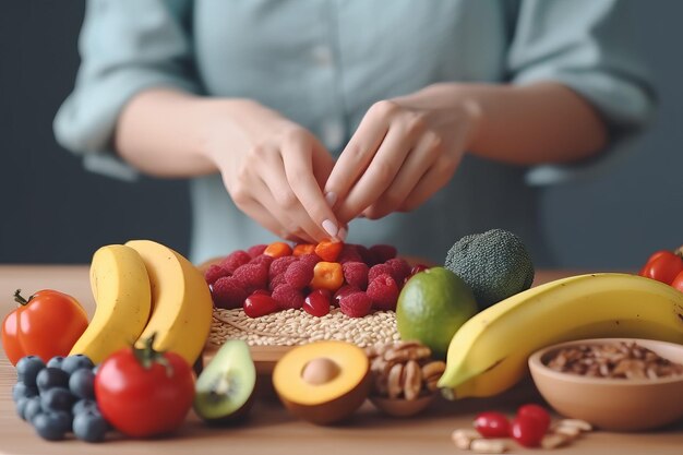 La comida de la mujer cena orgánica saludable Generar Ai