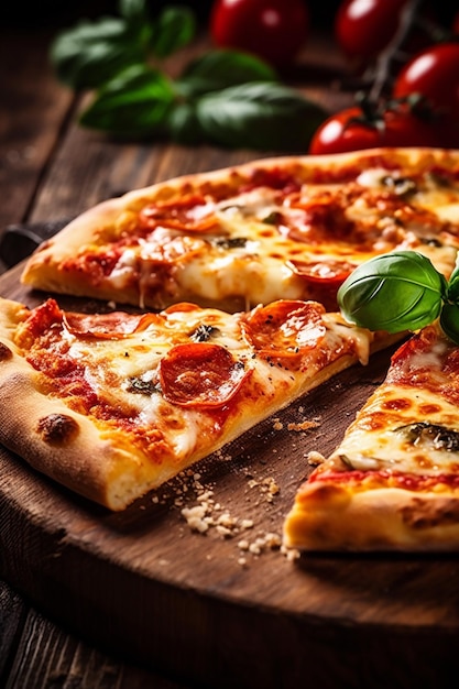 Foto comida negra italiana queso comida vista pizza espacio copia superior rápida comida fondo de tomate ia generativa