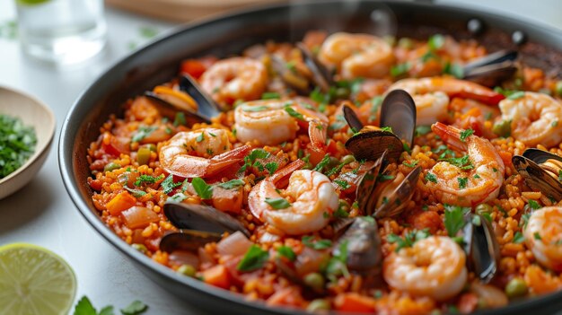 Comida de paella de mariscos