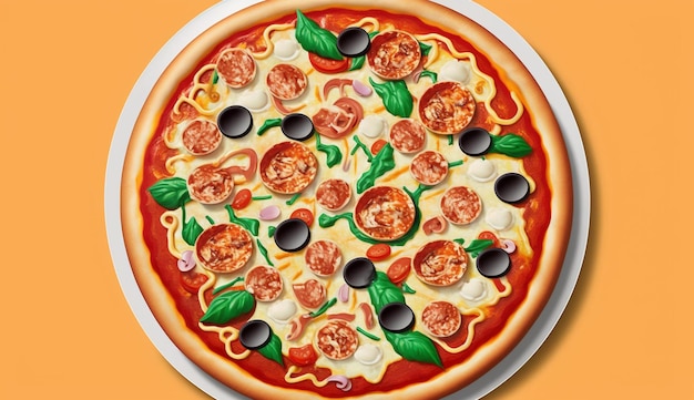 Comida de pizza en una pizzería gourmet con IA generativa de mozzarella fresca