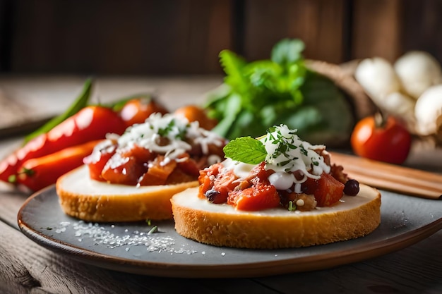 comida en un plato con tomates y perejil