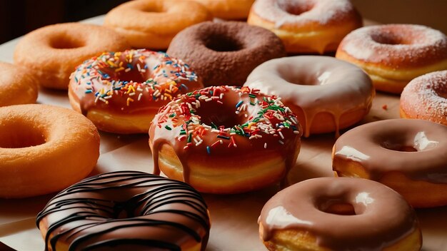 Comida rosquillas recién horneadas en la mesa