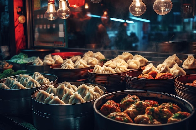 Comida saborosa Comida de rua chinesa gerada por IA