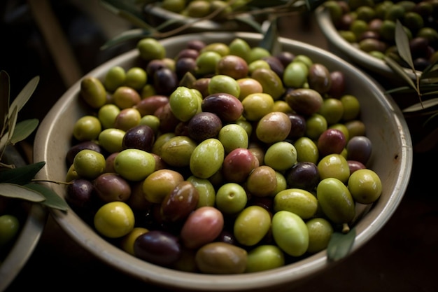 comida saludable aceituna naturaleza cosecha aceite árbol verde hoja madura IA generativa