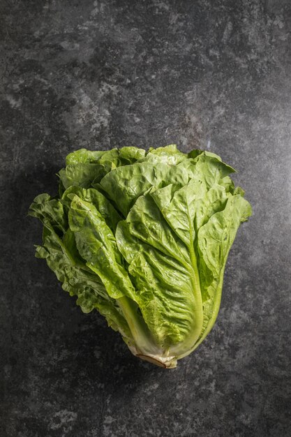 Comida sana ensalada de lechuga de hoja verde vista superior