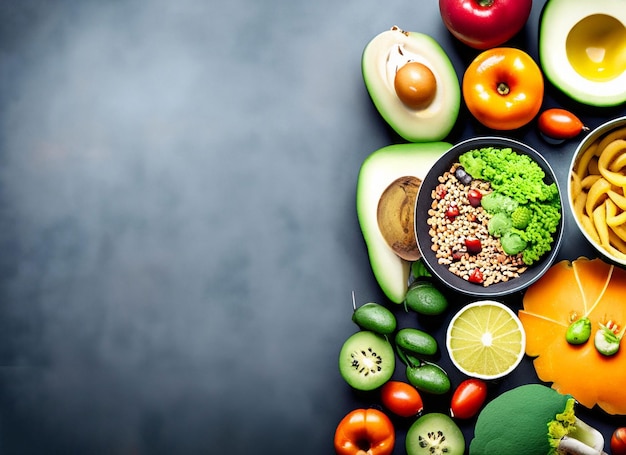 Comida saudável com espaço de cópia