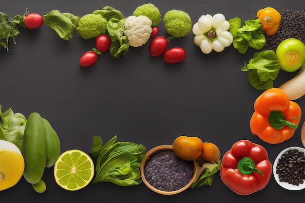 comida saudável orgânica, legumes em fundo cinza, legumes, tomates, pimentões em picar