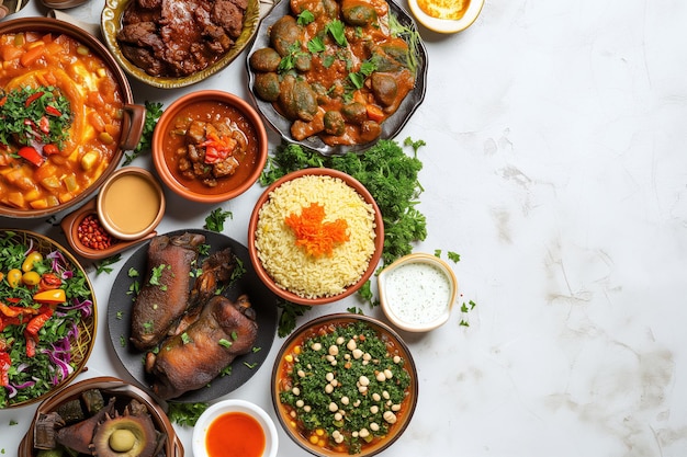 Foto comida tradicional africana vista desde arriba