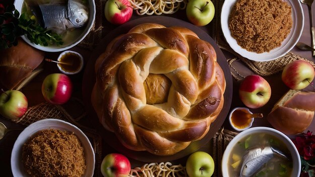 Comida tradicional del año nuevo judío Rosh Hashana