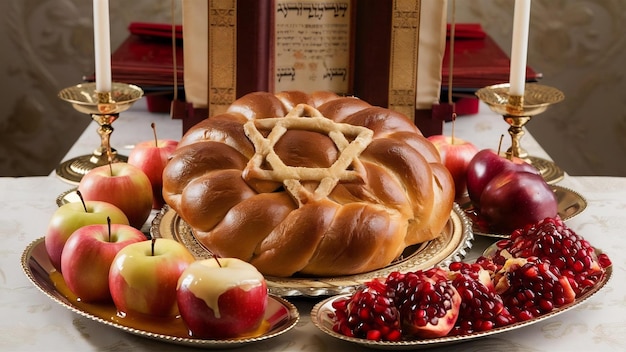 Comida tradicional del año nuevo judío Rosh Hashana