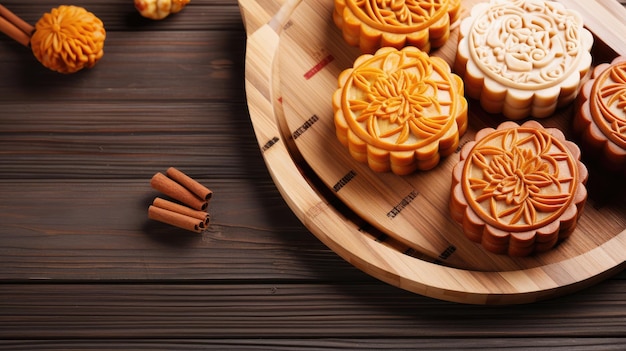 Foto comida tradicional china mooncakes para el festival del medio otoño