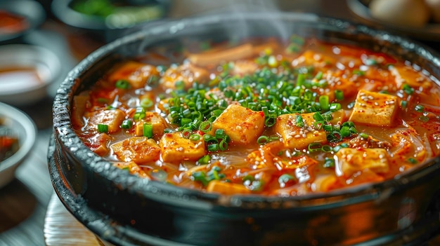 Comida tradicional coreana sopa de miso Tteokbokki