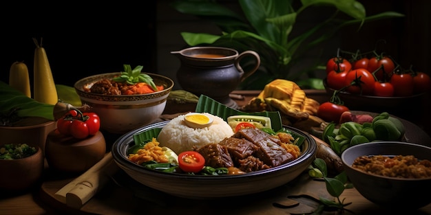 Foto comida tradicional da indonésia