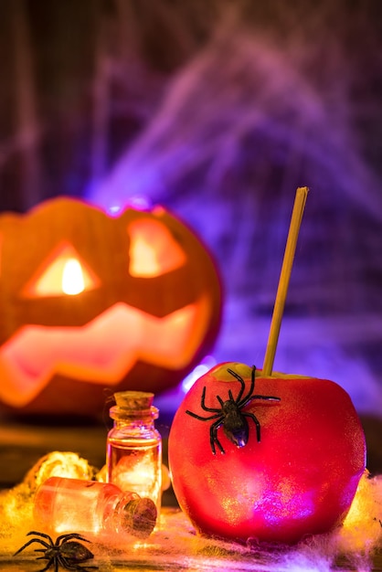 Foto comida tradicional de halloween de maçã doce