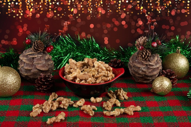 Comida tradicional de natal nozes decoração de festa de natal