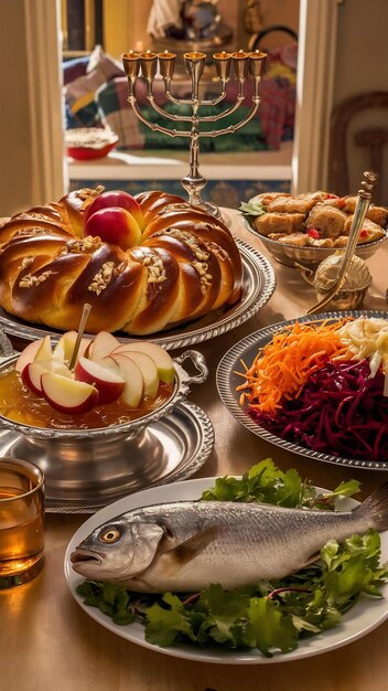 Comida tradicional do ano novo judaico de Rosh Hashana
