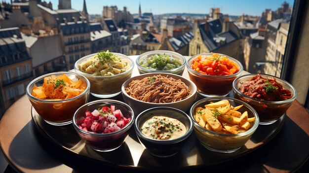 Foto comida tradicional francesa deliciosos productos típicos