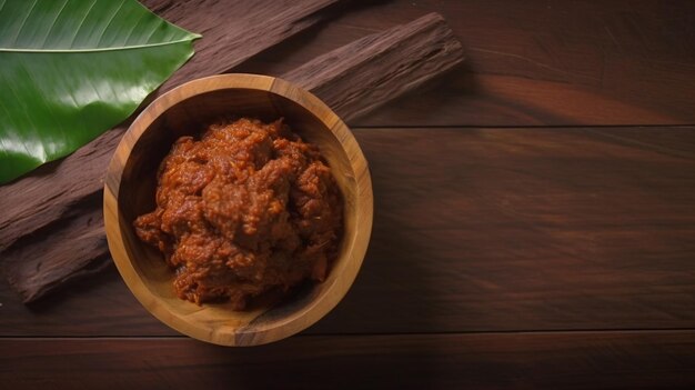 Comida tradicional Rendang de Padang Indonesia hecha de carne de res y hierbas