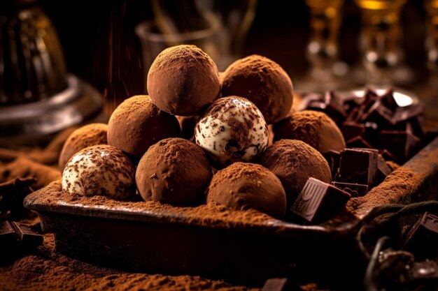 comida de trufas de chocolate