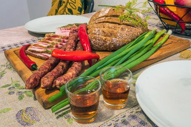 Comida ucraniana nacional na mesa