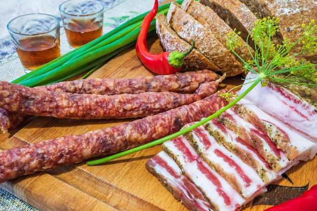 Comida ucraniana nacional na mesa